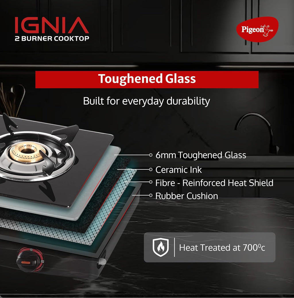 Pigeon 2 Burner Glass Gas Stove
